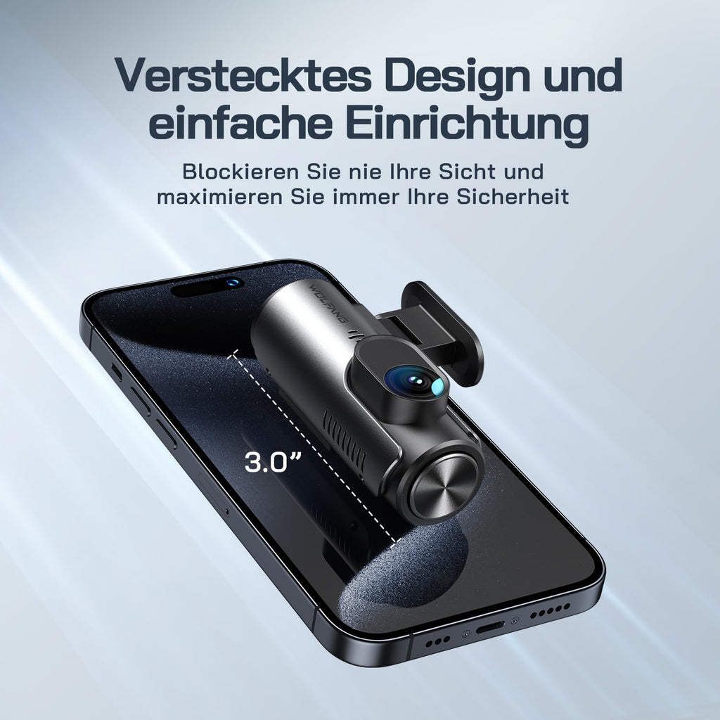 WOLFANG Dashcam Auto Vorne Hinten 4K WiFi Dash Cam mit 32GB SD Karte, Ultra Nachtsicht, 170°Weitwinkel, WDR, 24 Std. Parkmodus, G-Sensor, Loop-Aufnahme