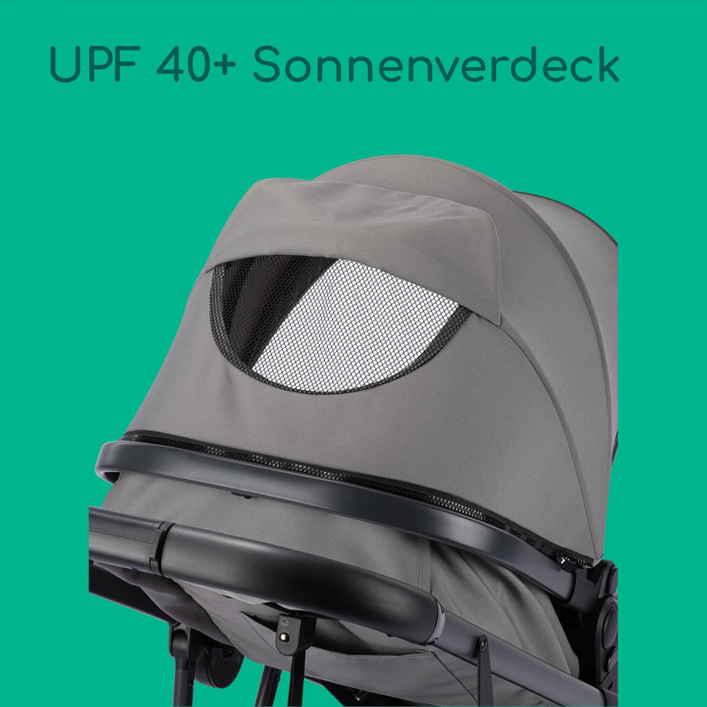 Bebeconfort Breeze Trio, Baby Kinderwagen 3 in 1 mit Kindersitz, 0-22 kg (0-4 Jahre), Reversibler & Leichter Kinderwagen Set, i-Size Kindersitz, Kompakter Faltmechanismus, Mineral Grey