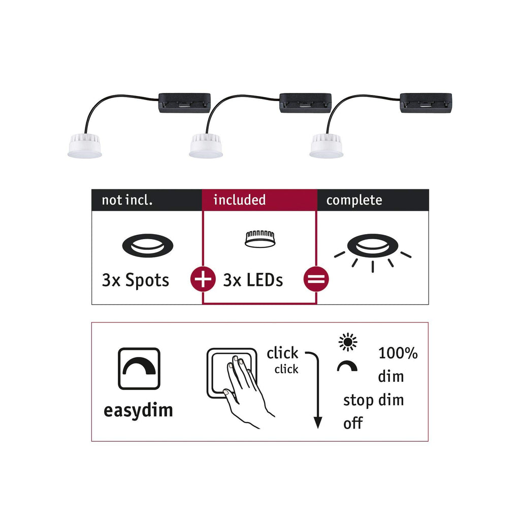 Paulmann EBL Choose 3er Coin Set Easy-Dim LED 3x6,