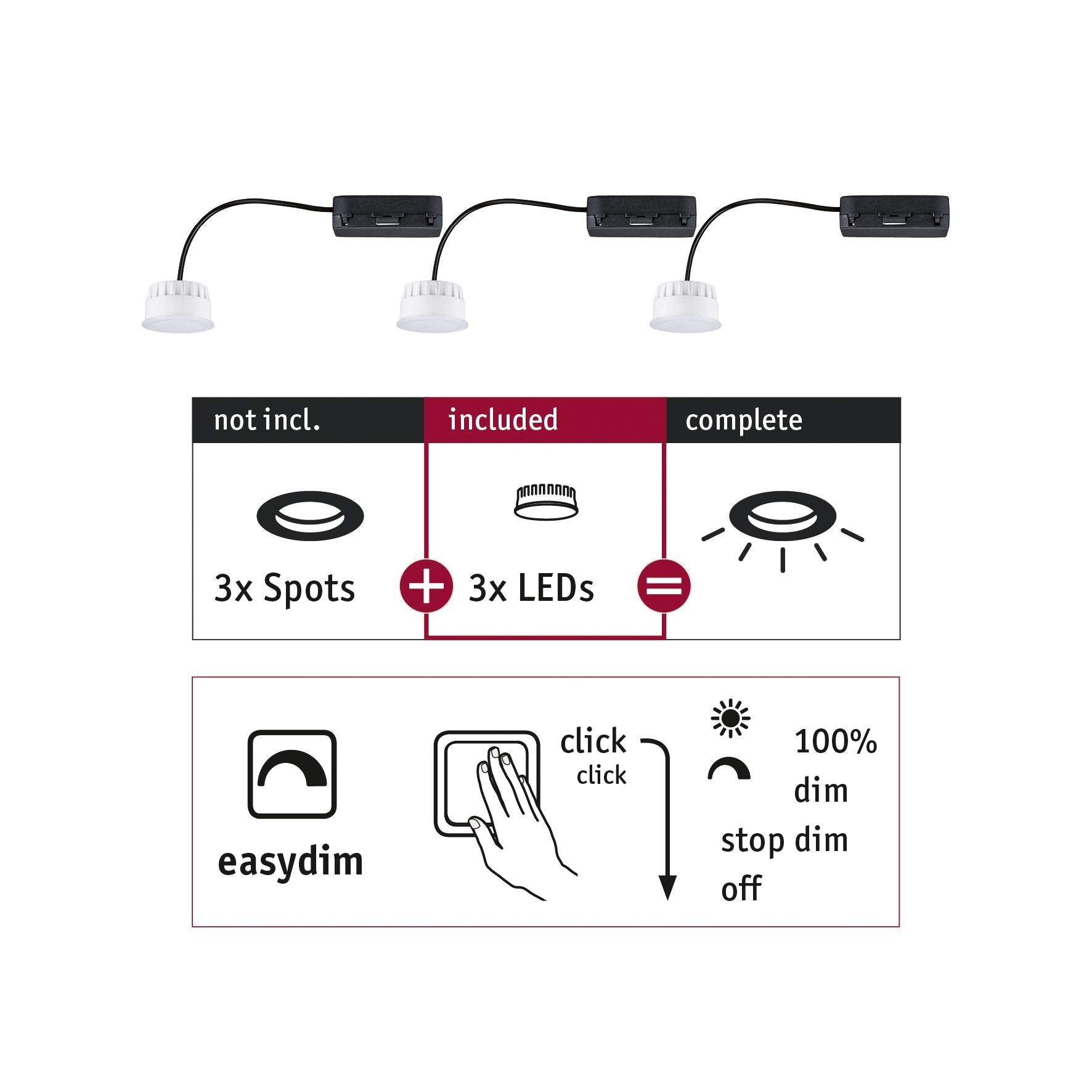 Paulmann EBL Choose 3er Coin Set Easy-Dim LED 3x6,