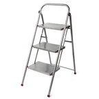Kleeneze zusammenklappbare 3-stufige Trittleiter, leichte Klappleiter für Heimwerker, sicheres Arbeiten, rutschfeste Trittstufen, robuster Stahl, Sicherheitsclip, 105 cm, rosa/grau, Tragkraft 150 kg