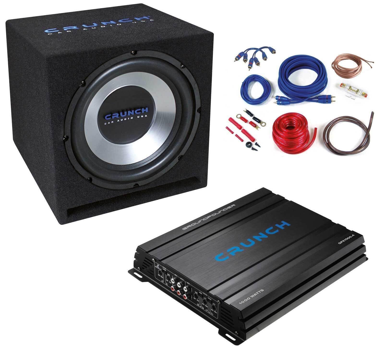 Crunch CBP1000 Bass Pack für Auto mit 30cm Subwoofer 4-K Verstärker & Kabel-Kit - 300mm Subwoofer im Gehäuse