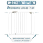 IB STYLE Treppenschutzgitter für Babys Berrin - Türschutzgitter, Kindertreppenschutzgitter, Klemmgitter, Ohne Bohren, Weiß, 85-95 cm