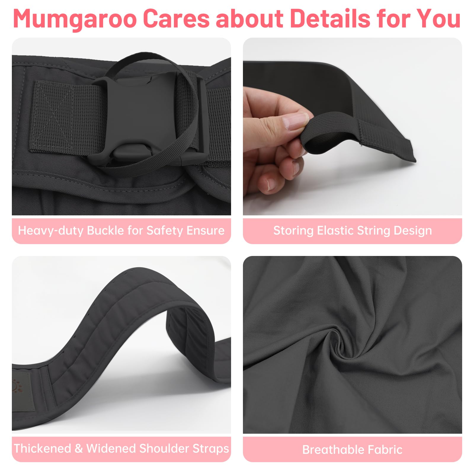 Tragetuch Baby Hüfttrage, Ergonomischer Tragehilfe für Babys unter 36 Monaten, Kleinkinder bis 15kg, Schwarz