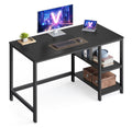 VASAGLE Schreibtisch, Computertisch, PC-Tisch, Bürotisch, mit 2 Ablagen auf der rechten oder linken Seite, fürs Büro, Wohnzimmer, Stahlgestell, Industrie-Design, schwarz LWD047B16