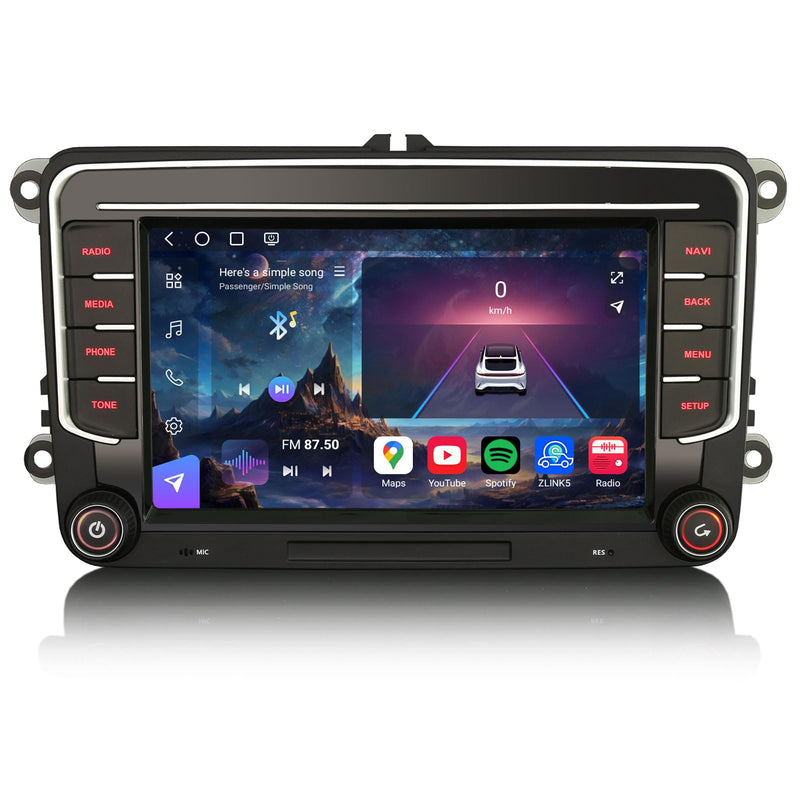 Erisin Qualcomm 8GB+128GB 8-Kern Android 14 Autoradio mit navi für VW Golf 5 6 T5 Caddy Polo Passat B6 Touran Skoda Seat Tiguan, 7" 2 Din Bluetooth Radio mit CarPlay Android Auto DAB+ WiFi IPS Canbus