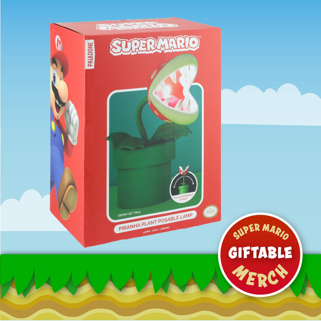 Super Mario Bros Piranha-Pflanze Lampe - Offiziell lizenziert, LED-Tischlicht mit beweglichem Kopf, Sammlerstück für Nintendo-Fans, 33 cm hoch, USB-betrieben