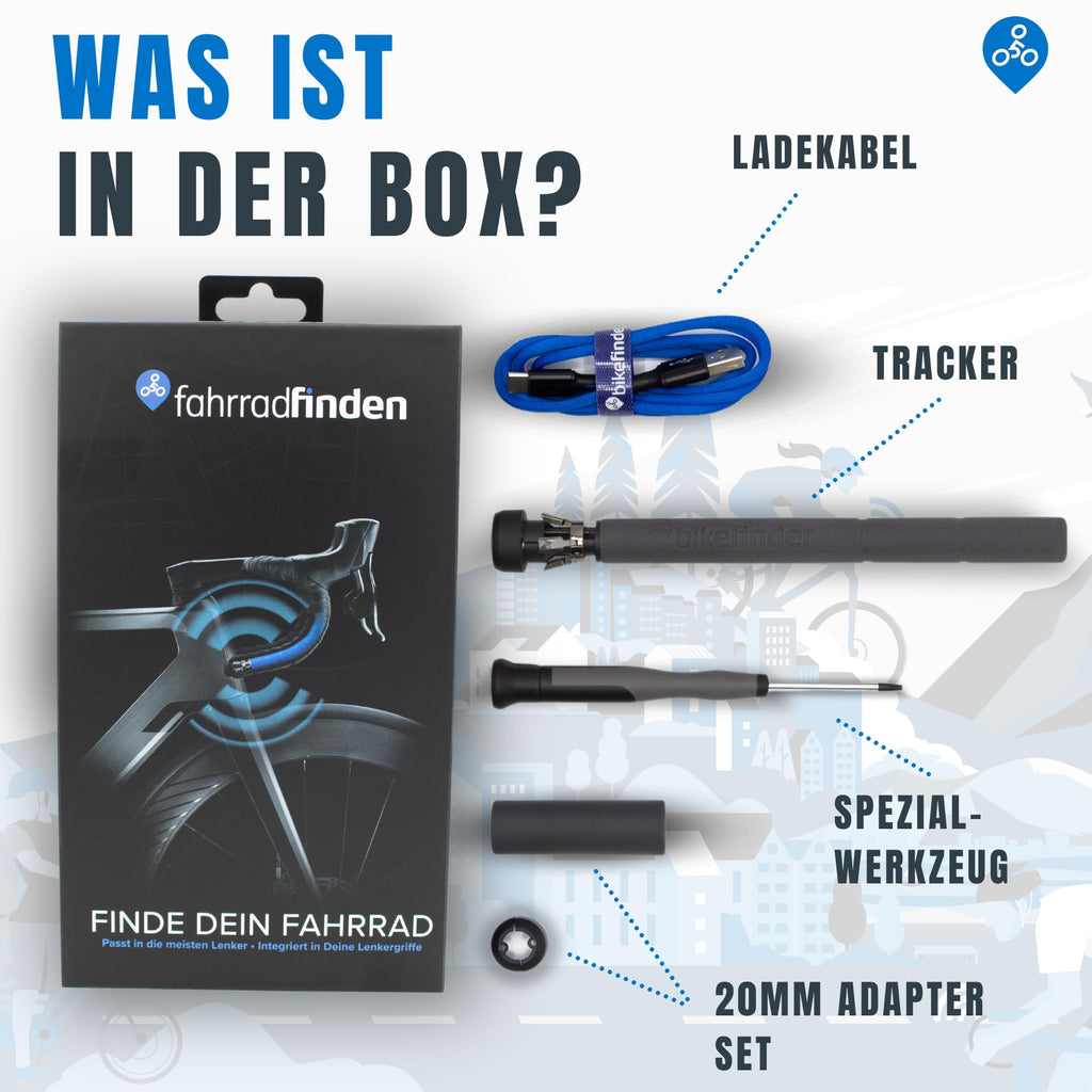 FahrradFinden von BikeFinder - GPS Fahrrad Tracker, im Lenker Versteckt, Fahrrad Ortungsgerät, Anti-Diebstahl, Diebstahlschutz, SIM Karte inkl. - ABO Erforderlich