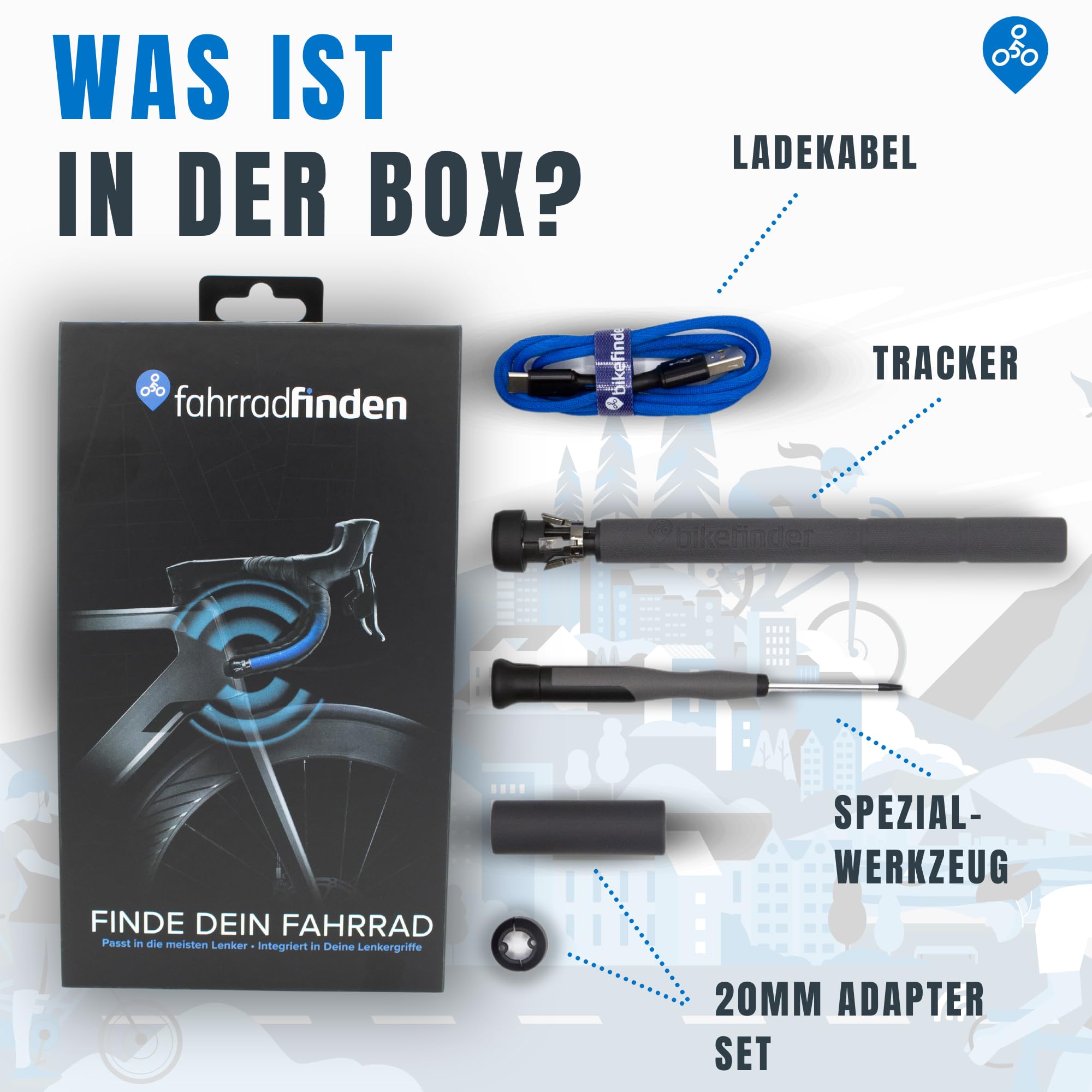 FahrradFinden von BikeFinder - GPS Fahrrad Tracker, im Lenker Versteckt, Fahrrad Ortungsgerät, Anti-Diebstahl, Diebstahlschutz, SIM Karte inkl. - ABO Erforderlich