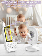 VSIFEHSO Babyphone mit Kamera 2,8 Zoll Baby Monitor 720p Baby Phone Digitalzoom Zwei-Wege-Audio VOX-Modus Nachtsicht Temperaturüberwachung Schlaflied Wecker