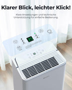 Woleix Luftentfeuchter elektrisch 12L, Entfeuchter elektrisch für Keller, Raumentfeuchter elektrisch 35dB für Räume bis zu 122m³/25m², mit Filter und 1M Ablaufschlauch, Timer, 10 J. Gar.