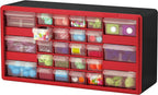 Akro-Mils 10126 26-Drawer Plastic Drawer Storage Cabinet for Garage Organization, Teacher Toolbox, Makeup Organizer, and More, 50.8 cm W x 15.24 cm D x 25.4 cm H, Red