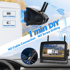 URVOLAX 100% Rückfahrkamera Kabellos: 6700mAh Wiederaufladbare Batterie Magnetische Rückfahrkamera Funk - 7 Zoll Monitor Videoaufzeichnung- DIY Installation für Wohnmobil Wohnwagen Anhänger LKW (65X)