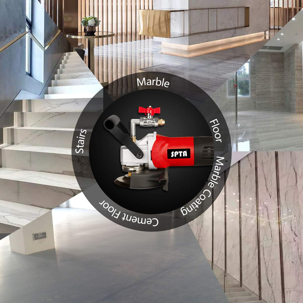 Nasspolierer, SPTA 800W / 220V 100mm Nass Poliermaschine mit variabler Geschwindigkeit und Granit-Diamantpolierkissen Betonpoliermaschine Steinpoliermaschine für Granit/Marmor/Beton/Stein (großer)