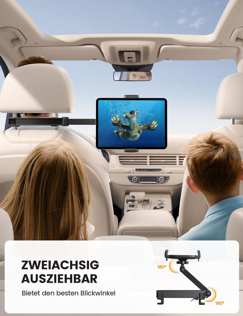 Lamicall Tablet Halterung Auto Kopfstütze - [2026 Sicherheitsschloss] Ausziehbar Tablethalterungen Auto, KFZ Tablet Kopfstützenhalter für iPad, Smartphone, Switch, Samsung Tab und 4,7-13 Zoll Geräte