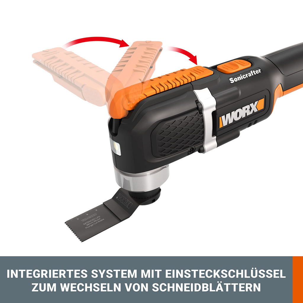 WORX WX696.9 Akku-Multifunktionswerkzeug – Elektrisches 20V Werkzeug zum Schneiden, Sägen, Schleifen & mehr – Ohne Akku & Ladegerät