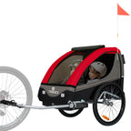 Tiggo S2 Kinderanhänger mit Federung Jogger 2 in 1 Kinder Buggy fahrradanhänger Anhänger 360° Drehbar (Rot)