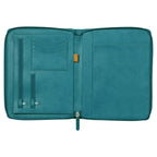 Rhodia 168103C - Konferenzmappe Rhodiarama 19,5x25,5 cm, mit Etui, dehnbare Haupttasche, 2 flache Reißverschlusstaschen, Kartenfächer, Stiftehalter, Cover aus Kunstleder Pfaugrün,, 1 Stück