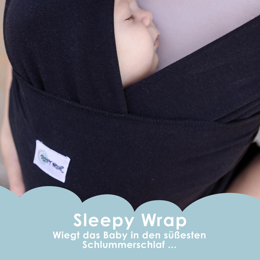 Sleepy Wrap Babytragetuch - Anschmiegsames & Einfach zu Bindendes Tragetuch Baby Neugeboren bis 15 kg, Waschbar, Leicht & Atmungsaktiv (Schwarz)