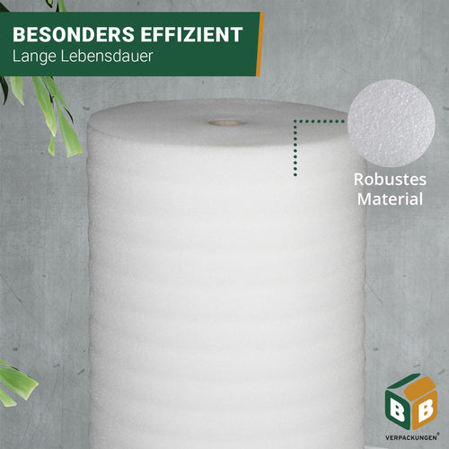 BB-Verpackungen 100 m² Trittschalldämmung 1,0 x 100 m (3 mm stark, sehr gute Schall- und Wärmedämmung) - Sets zwischen 25 m² und 500 m²