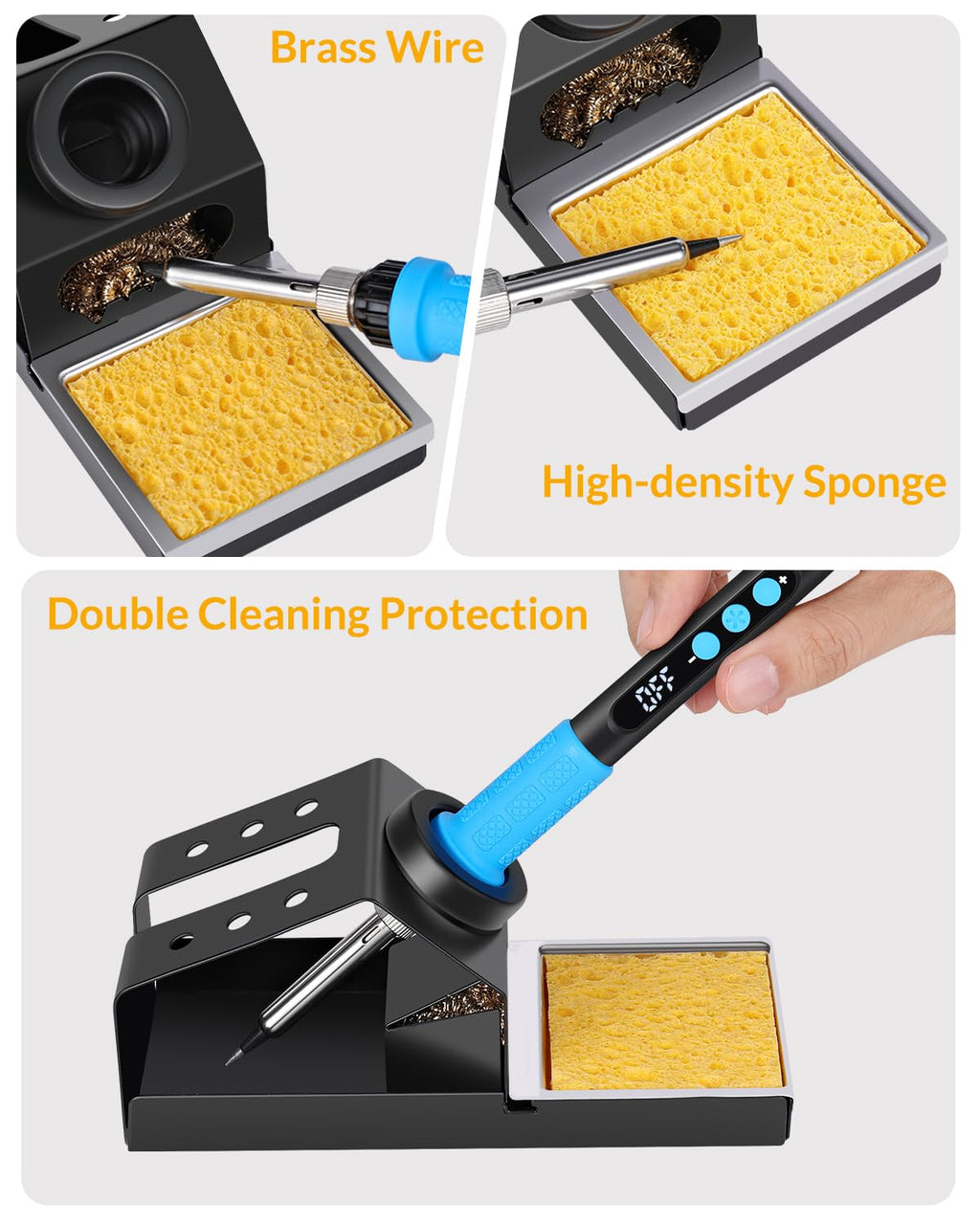 Lötkolben Set, 100W Hochleistungs-Lötkolben, Schnellaufheizung, Digitale Temperaturanzeige & Präzise Regelung 180℃-500℃, Tragbares Lötkit mit Schutzkappe & Automatischer Schlafmodus