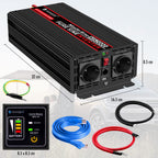 NOVOPAL 2000W/4000W Reiner Sinus Wechselrichter 12V auf 230V Spannungswandler mit 2 EU-Steckdose