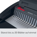 GBC CombBind CB20 Manuelles Bindegerät - Bindet 240 A5/A4-Blätter, kompaktes und leichtes Design, stanzt 20 Blätter, Schwarz/Silber, 4410062