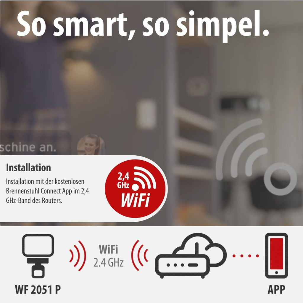 Brennenstuhl Connect WiFi LED Strahler WF 2051 P (24W, 2800lm, IP54, diverse Lichtfunktionen über App einstellbar, Außenstrahler zur Wandmontage mit Bewegungsmelder)