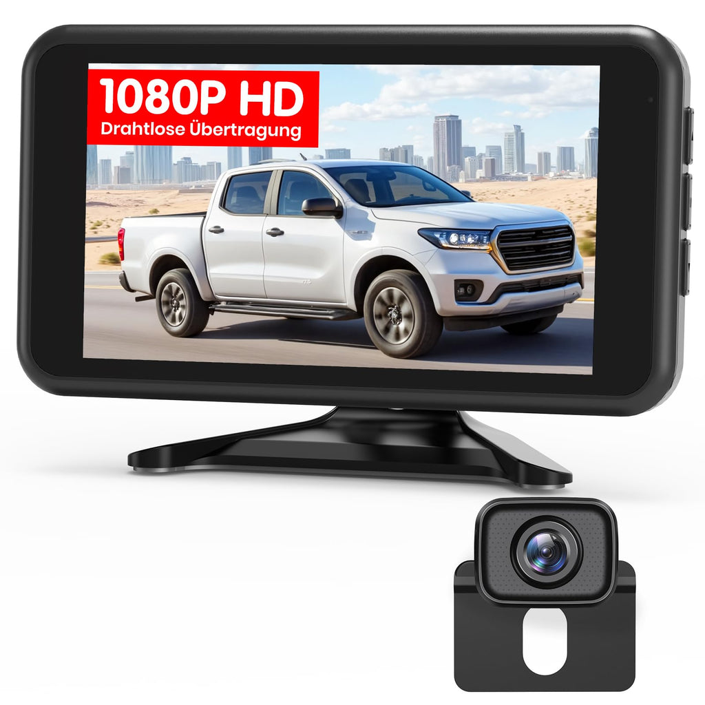 AUTO-VOX Rückfahrkamera kabellos: 5" 1080P Monitor,Dual-Channel,30 Min. Einbau,Stabile Digitale Funkübertragung,IP69K Wasserdicht & Nachtsicht,für SUV, LKW, PKW, Pickup,Anhänger
