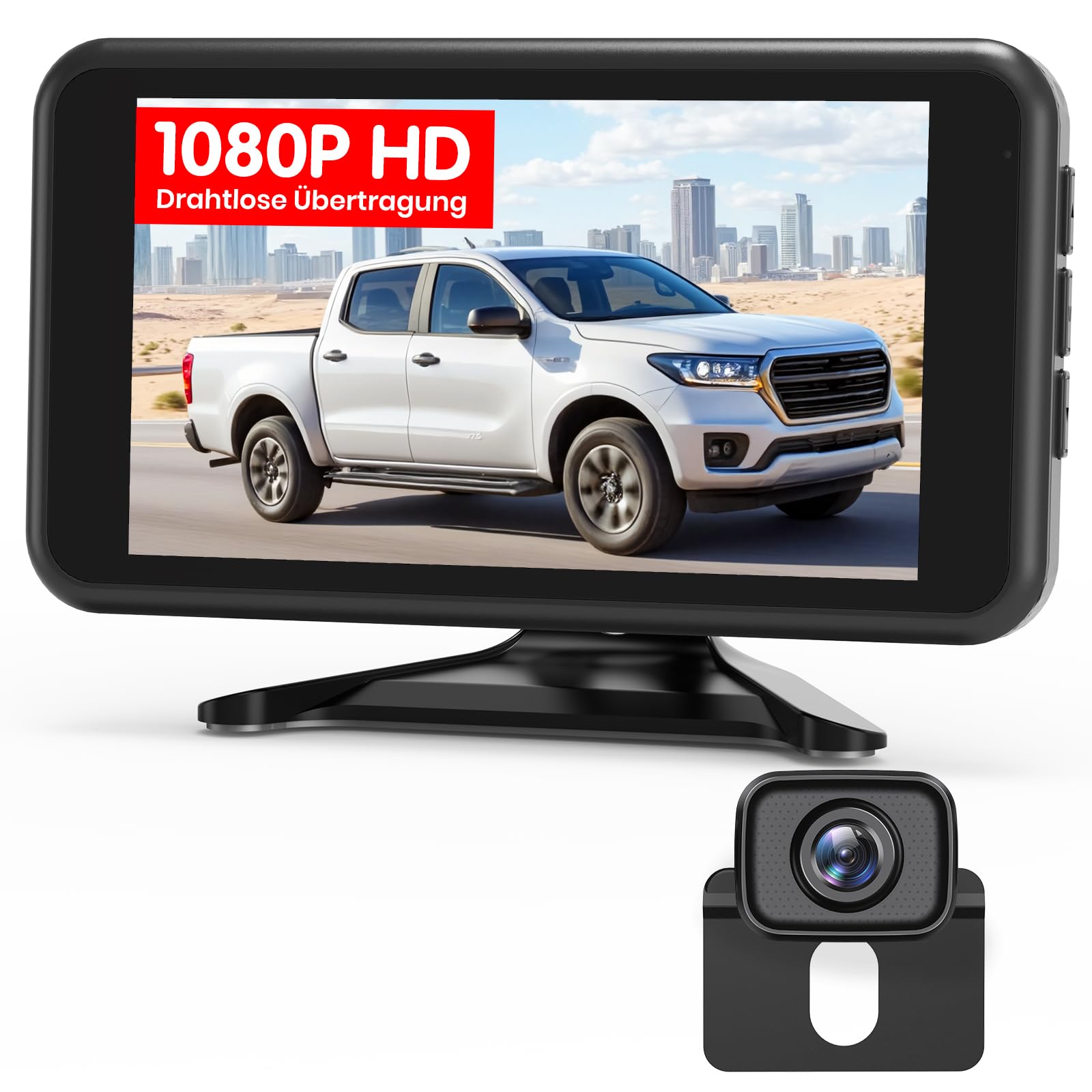AUTO-VOX Rückfahrkamera kabellos: 5" 1080P Monitor,Dual-Channel,30 Min. Einbau,Stabile Digitale Funkübertragung,IP69K Wasserdicht & Nachtsicht,für SUV, LKW, PKW, Pickup,Anhänger