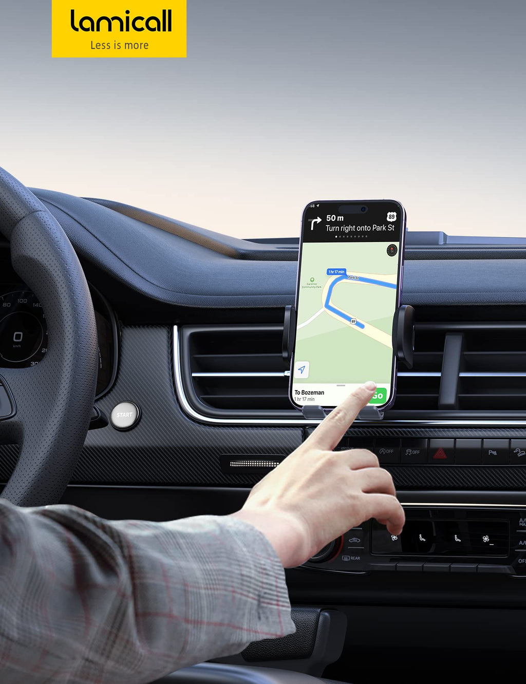 Lamicall Handyhalterung Auto, Handy Autohalterung - [2026 Federclip] Universal Lüftung Handyhalter Auto, 360 Grad Vent KFZ Halterung für iPhone 17/16/15/14/13 Pro Max Plus, Samsung 4-7 Zoll Smartphone