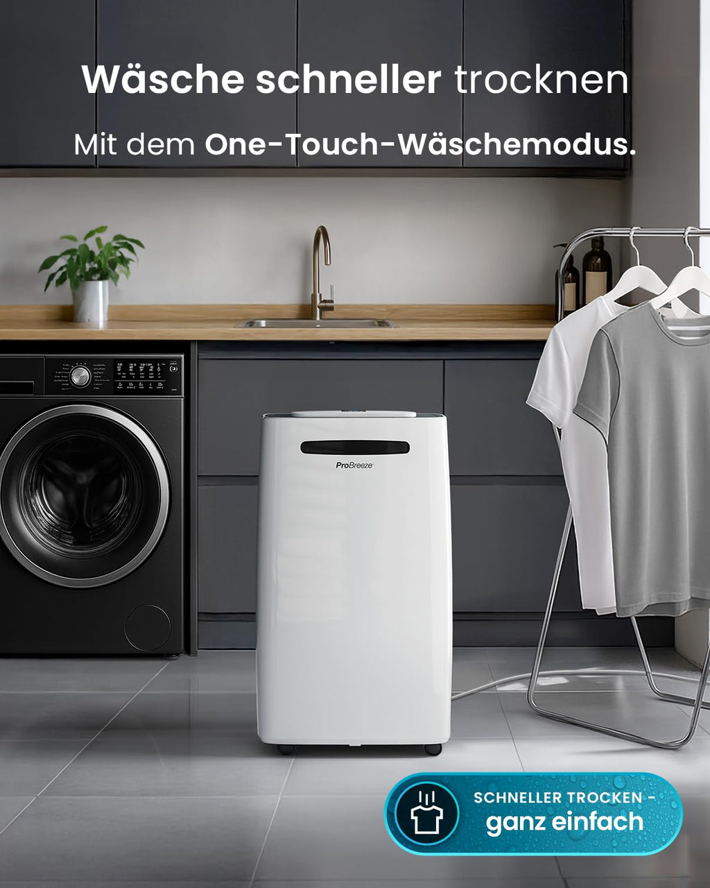 Pro Breeze® 20L/Tag smarter luftentfeuchter elektrisch mit digitalem Feuchtigkeitsanzeiger Schlafmodus Dauerbetrieb Wäschetrocknung und 24h-Timer – Ideal gegen Feuchtigkeit und Kondensation