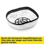 Kärcher Sauger T 7/1 Classic, Sauger für Textil- und Hartböden, Behälter: 7 l, Leistung: 850 W, Schalldruckpegel: 62 db(A), Gewicht: 3,5 kg, Kabel: 7,5 m, Permanent-Filterkorb