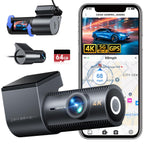 CIEVIE 4K Dashcam Auto Vorne Hinten mit GPS 5GHz WiFi, Dual Dashcam 1,5″ IPS Display, Auto Kamera mit 64GB SD Karte, 170° Weitwinkel, G-Sensor, WDR Nachtsicht, Loop-Aufnahme, Unterstützt 256GB Max