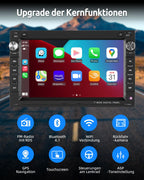 ESSGOO Drahtloses Carplay und Android 2+64G Android 14 Auto Autoradio Für VW VW Polo MK3/4 9N Golf 4 Passat B5 T5 Seat Skoda, 7 Zoll Touchscreen mit Bluetooth FM RDS GPS WiFi