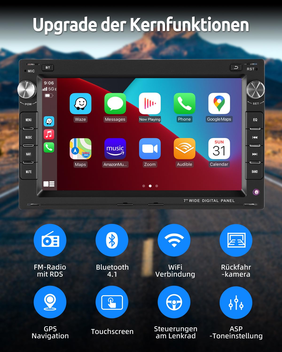 ESSGOO Drahtloses Carplay und Android 2+64G Android 14 Auto Autoradio Für VW VW Polo MK3/4 9N Golf 4 Passat B5 T5 Seat Skoda, 7 Zoll Touchscreen mit Bluetooth FM RDS GPS WiFi