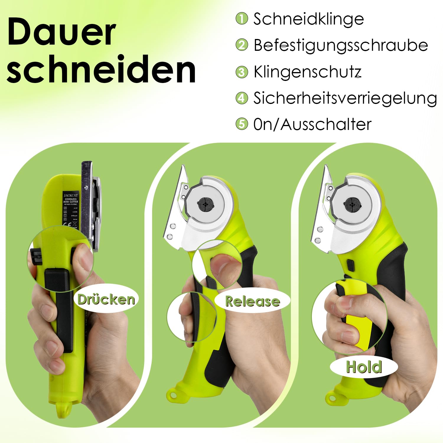 Elektrische Schere Mit Werkzeugkasten, Kartonschneider, Kabellose Rollschneider, 4.2V/2.0Ah Akku Schere, Universalschneider, Wiederaufladbarer Leistungsstarker Akkuschere für Stoff Teppich Leder Filz