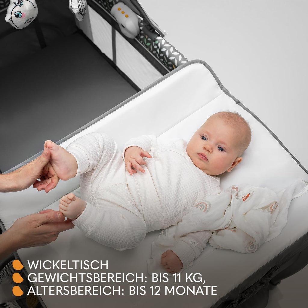 Lionelo Sven Plus 4 in 1 Baby Bett ab Geburt bis 15 kg Wickelauflage Moskitonetz luftige Seitenwände mit Seiteneingang Tragetasche zusammenklappbar
