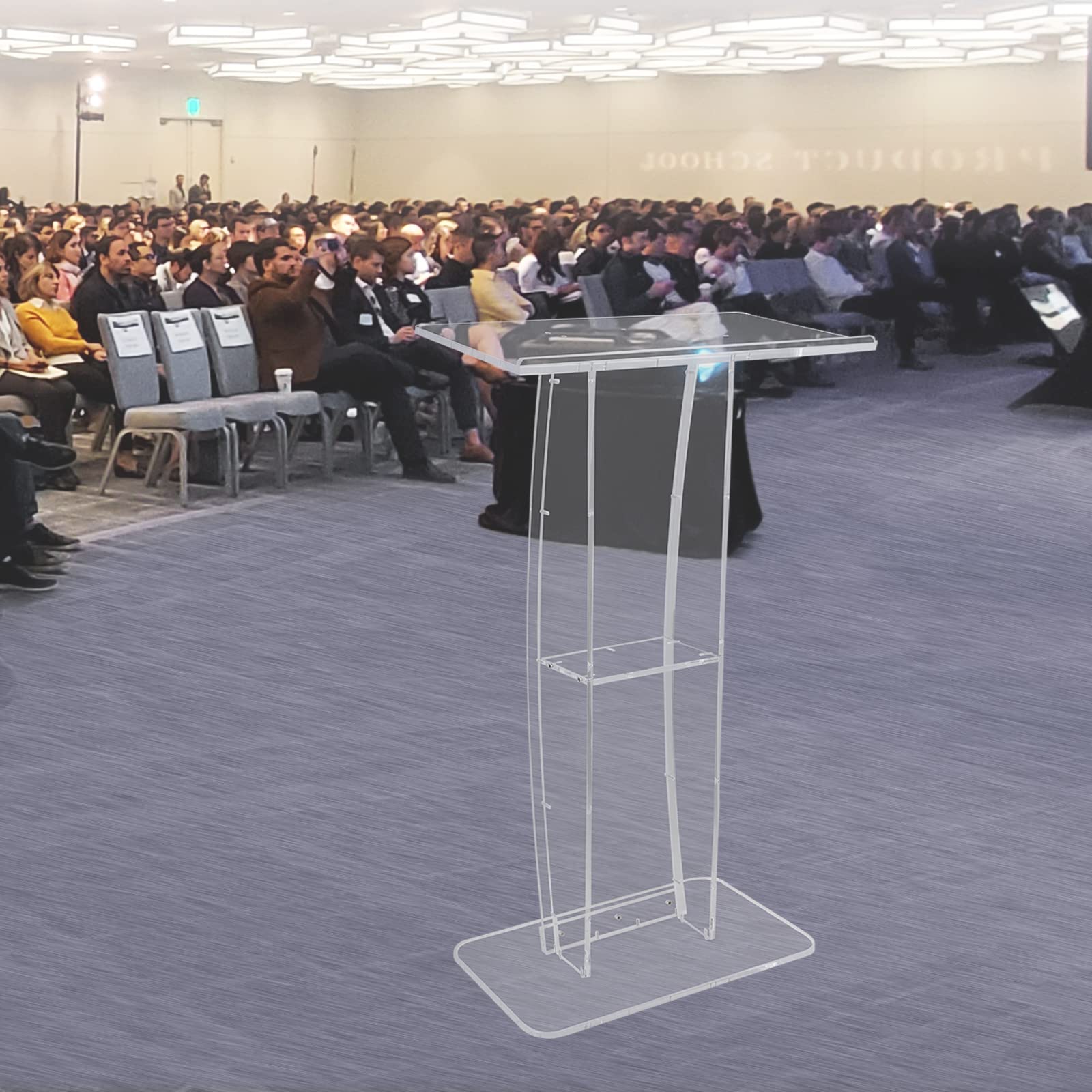 VEVOR Acryl-Podium Stehpult Rednerpult, 119,8 cm Klarer Acryl-Podiumsständer mit Breiter Lesefläche & Ablagefach, Stehschreibtisch für Büro, Schule, 15 kg Tragfähigkeit Podium-Ständer Transparent