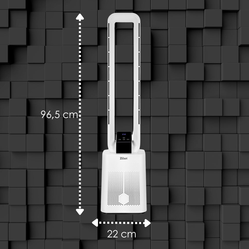 Zilan Turmventilator sehr leise mit Kühlung Standventilator mit Fernbedienung energiesparend oszillierend - Säulenventilator Aircooler Luftkühler Bodenventilator Tower Fan 12 Stufen