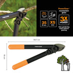 Fiskars PowerGear Amboss-Getriebeastschere für trockenes und hartes Holz, Antihaftbeschichtet, Gehärteter Präzisionsstahl, Länge: 39 cm, Schwarz/Orange, L31, 1000581