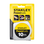 STANLEY Maßband Bandmaß Powerlock (Kunststoffgehäuse, Maßband 10 m Länge, 25 mm Breite, metrische Skalierung, Gürtelclip) 1-33-442