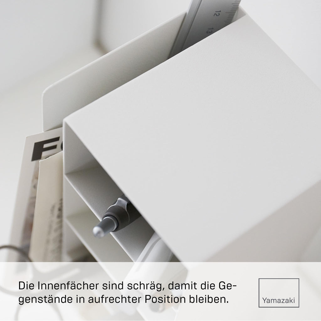 Yamazaki 3319 TOWER Stiftehalter, weiß, Stahl, minimalistisch, 9 x 9 x 20 cm