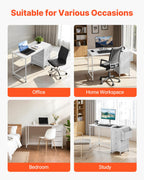 VEVOR Computertisch Bürotisch Schreibtisch (120 x 50 cm Tischplatte), moderner Arbeitstisch mit Stoffschubladen & 99 kg Tragkraft & Aufbewahrungshaken für Homeoffice Arbeitszimmer Wohnzimmer, Weiß
