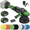 Ginour Poliermaschine Auto 21V, 900W Poliermaschine Akku Set 21pcs, Bürstenlosen Motor 2000-4600 OPM, Exzenter Poliermaschine 15mm 5-Geschwindigkeiten, 125mm Polierschwamm, 3Ah Batterie*2