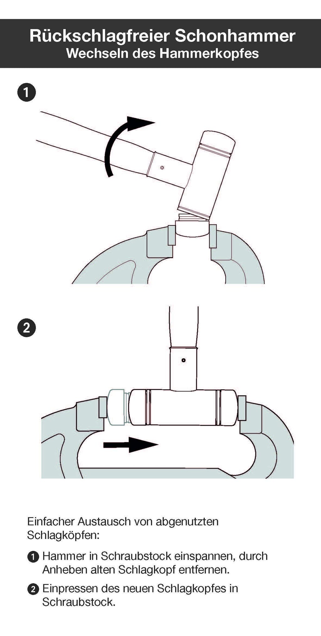Wiha Schlagkopf sehr hart für Safety Schonhammer (26514) 80 mm