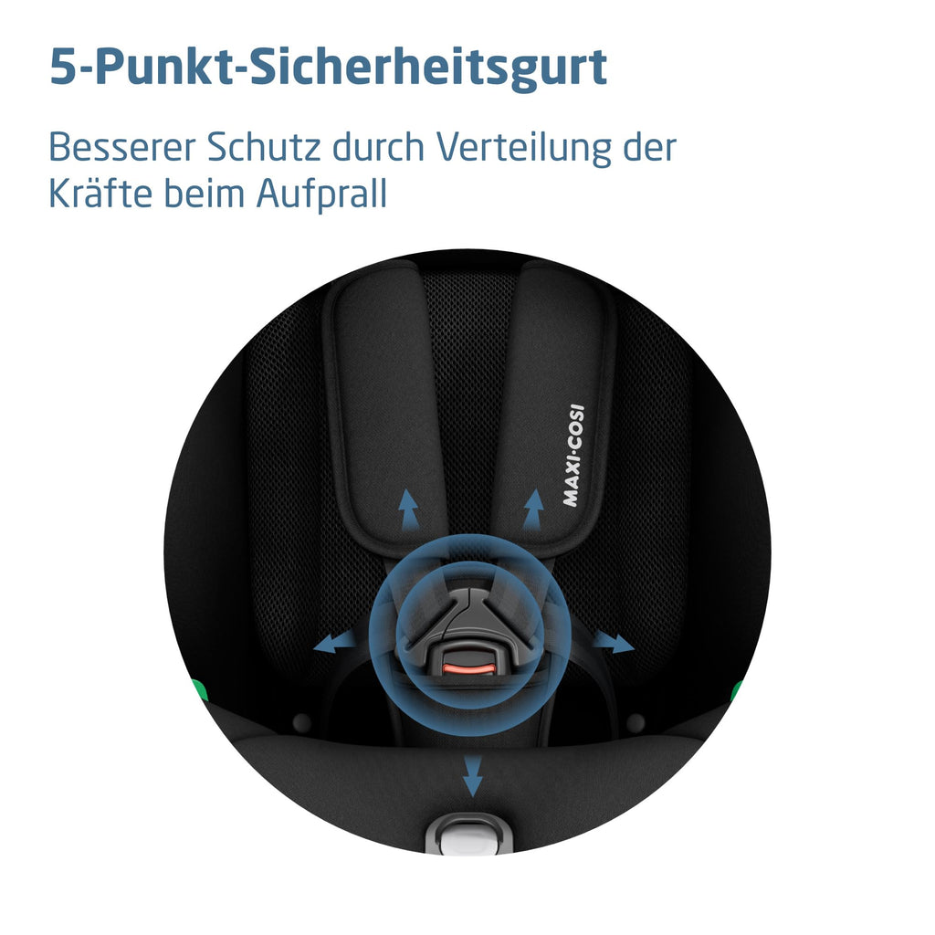 Maxi-Cosi Titan S Comfort i-Size, atmungsaktive Komfortstoffe, mitwachsender Kindersitz, 15 Monate–12 Jahre (76–150 cm), ISOFIX Kindersitz Auto, 5 Sitzposition & 13 Kopfstützenstufen, Authentic Black