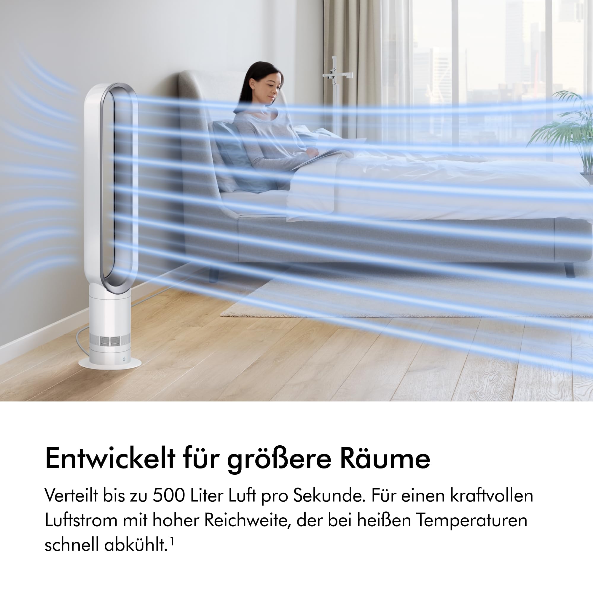 Dyson Coolᵀᴹ Turmventilator AM07 Air Multiplier™ Turmventilator, Leistungsstarker, bladeless Ventilator mit Air Multiplier™ Technologie (Weiß/Silber)