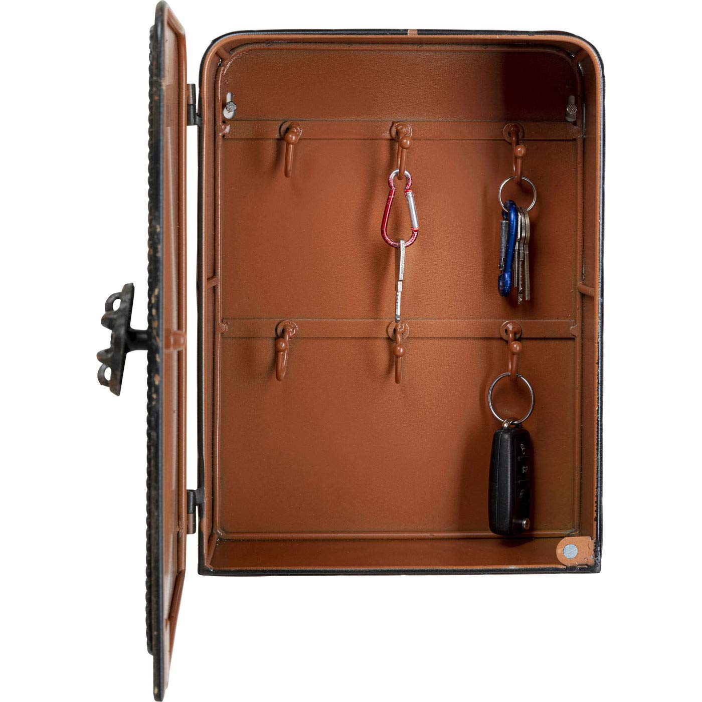 Kare Design Schlüsselkasten Safe, Schwarz, Schrank, Vintage Safe, mit 6 Haken, Stahl, Klein, 31x24x13 cm (H/B/T)