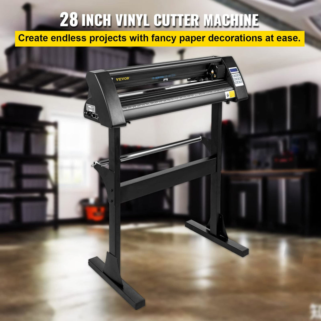 VEVOR Vinyl Schneidplotter 720mm Profi Plotter Schwarz Vinylschneider 3 Klingen Plotter Drucker 220V Viny Folienplotter mit Signmaster Software Cutter Plotter mit Ständer für Schilder Papierzufuhr